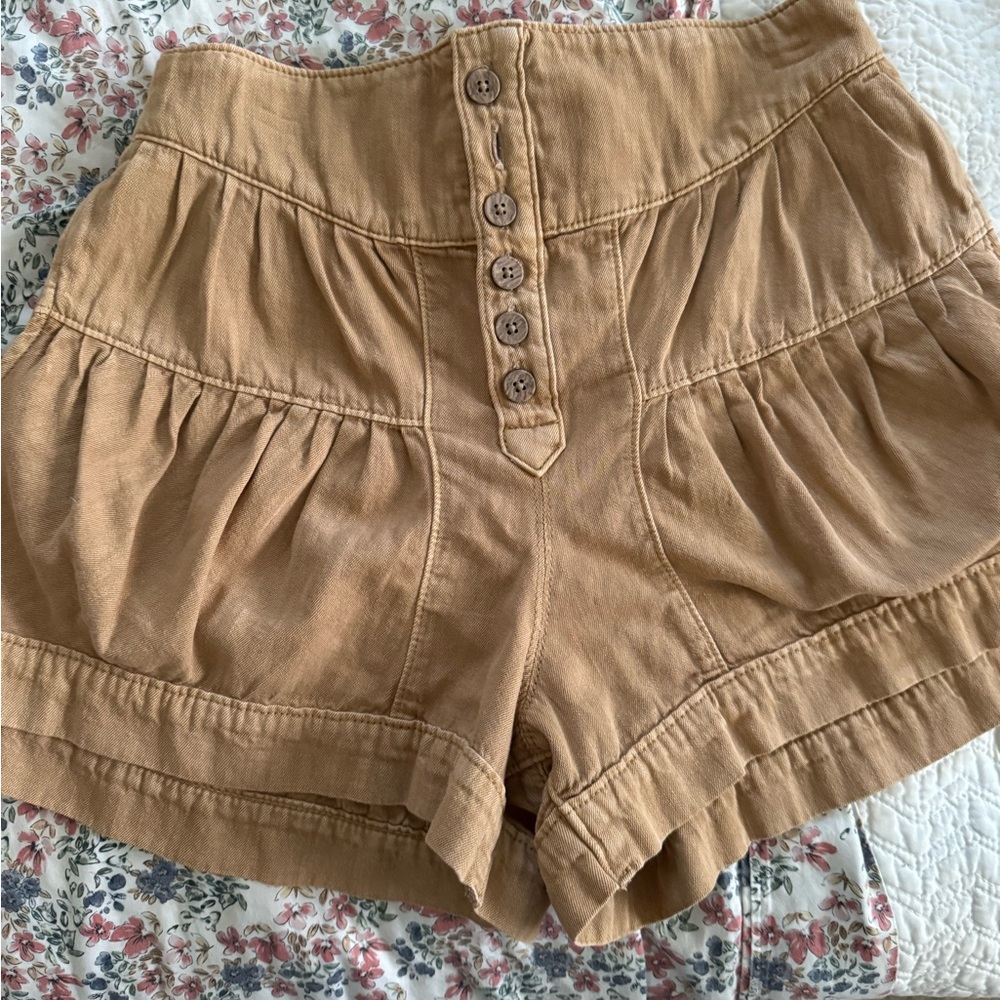 Free People High Waist Tan Shorts